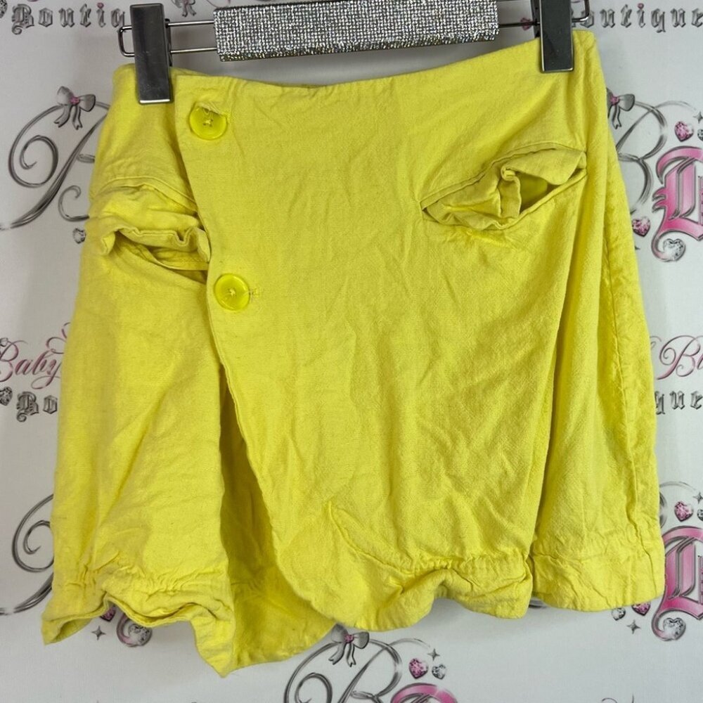 Icone Simons skirt pockets lightweight Yellow Linen Skirt